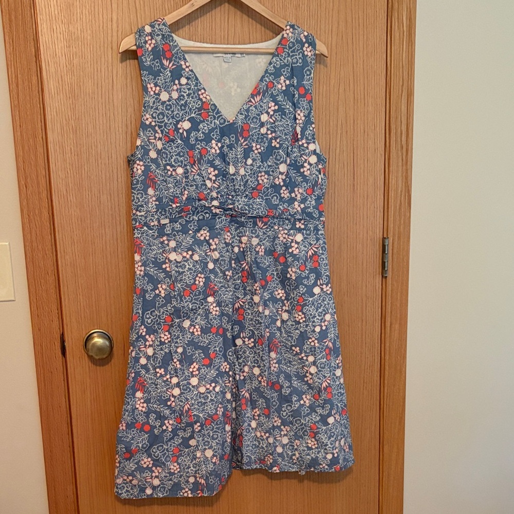 Boden Blue and Red Floral Dress 100% cotton 14